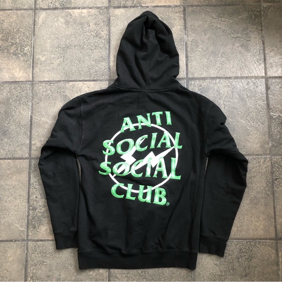 Anti Social Social Club x Fragment Whit Bolt Black Hoodie Sweatshirt Size Medium - Picture 2 of 9